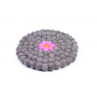 Topfuntersetzer Naturton/Rosa Blüte, rund 20x20cm