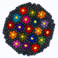 Stuhlauflage Flowerpower Anthrazit rund