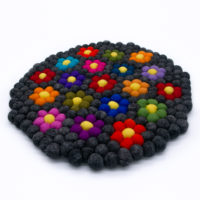 Stuhlauflage Flowerpower Anthrazit rund – Bild 2