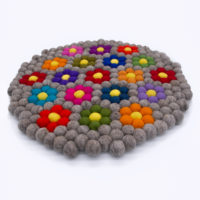 Stuhlauflage Flowerpower Beige-meliert rund – Bild 2